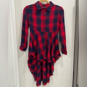 VENUS Red and Blue Plaid Shirt Dress